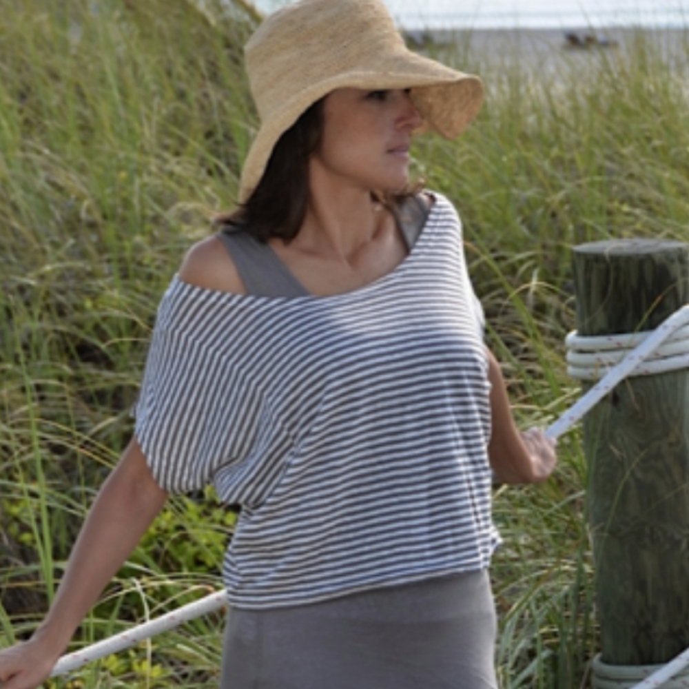 Striped Gray Short Sleeve Top